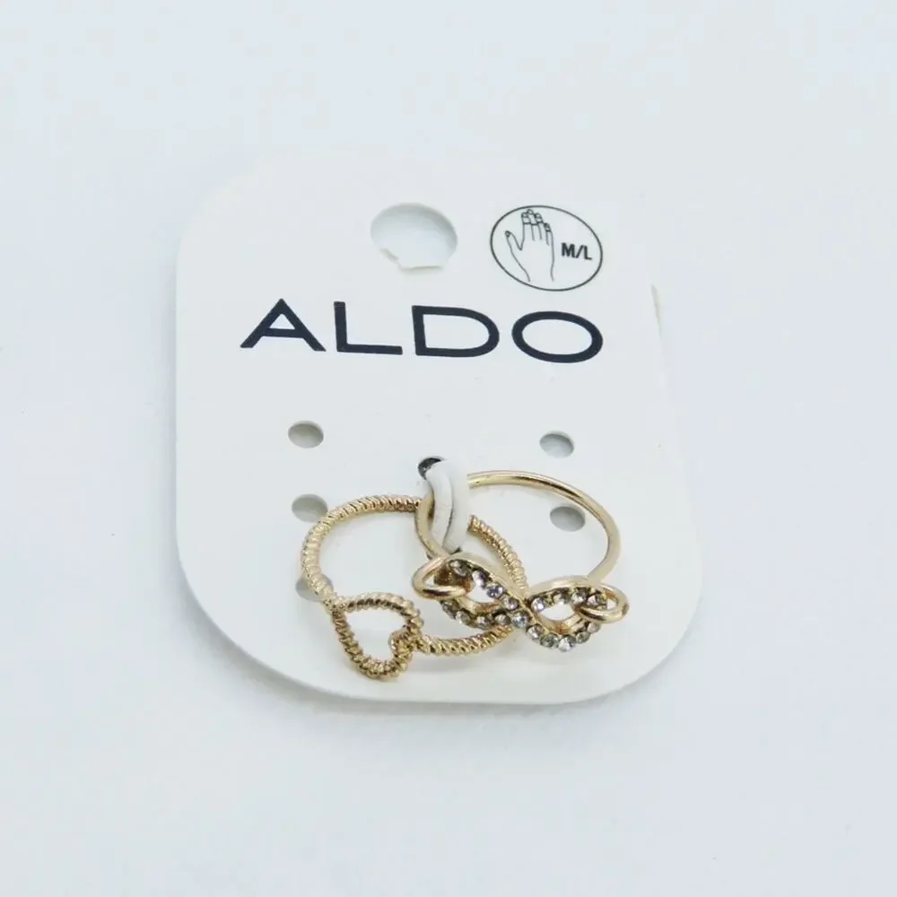 Aldo Gold Rings - Infinity and Heart Stackable Minimalist Cute Rings